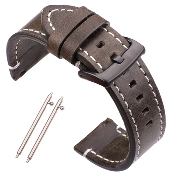 

Watchbands Oil Wax Genuine Leather Strap 7 Colors Women Men Cowhide Watch Band 18mm 20mm 22mm 24mm Watch Accessories