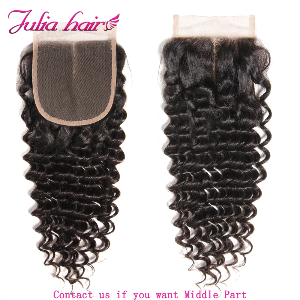 Brazilian Deep Wave Bundles With Closure Remy Human Hair Bundles with Closure Pre Plucked Julia Lace Closure with Weave Bundles (8)