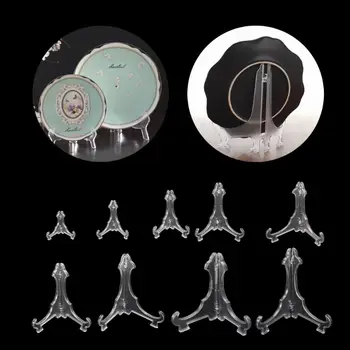 

10Pcs Clear Plastic Easels Plate Holders Display Dish Picture Frame Photo Holder N0HE