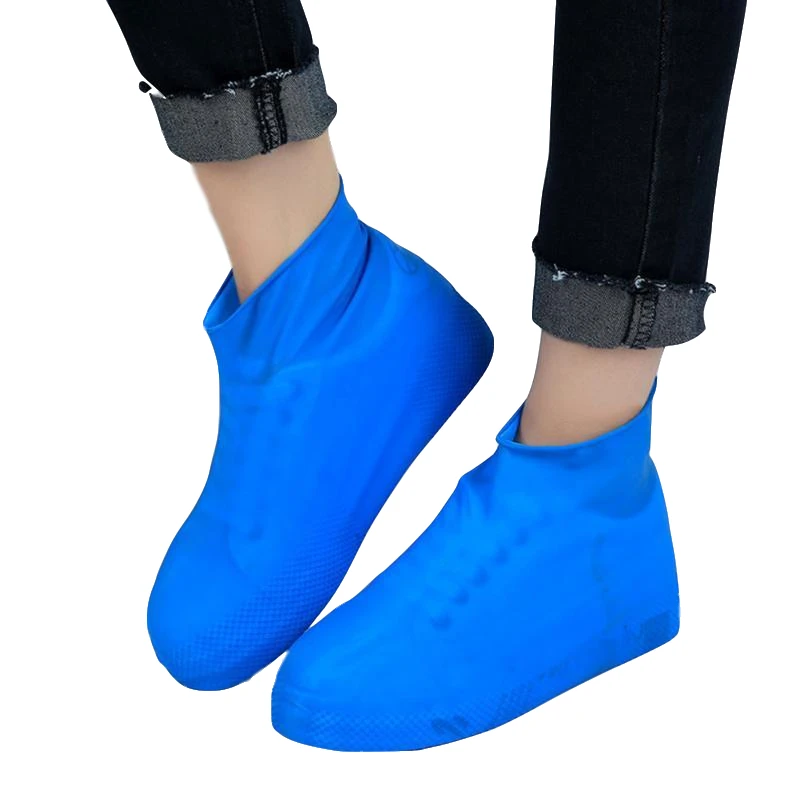 Дождливые дни силиконовые галоши Многоразовые водонепроницаемые непромокаемые мужские ботинки Чехлы для дождливой обуви Нескользящие моющиеся