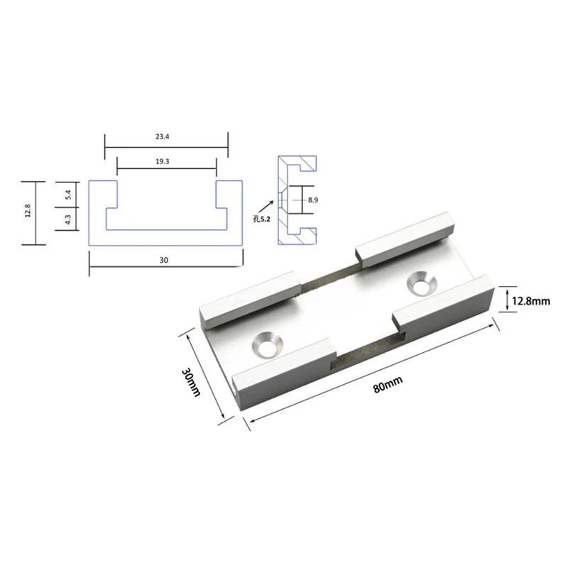 

Woodworking Chute T Slot Cross Connector Guide Rail for Electric Circular Saw Flip Table Saw Table Track Intersection Parts