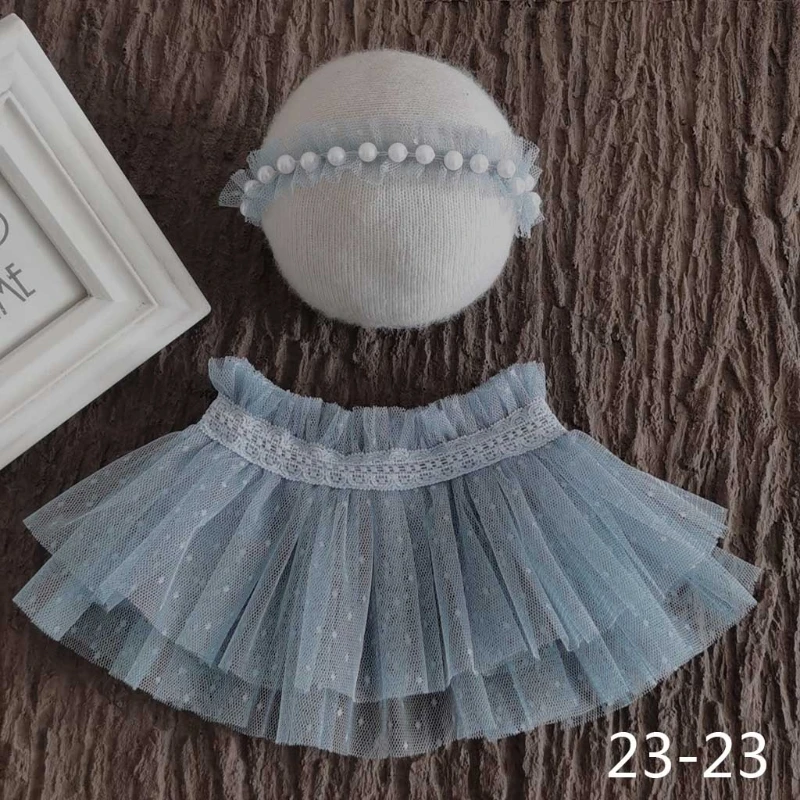 Tanie Noworodka fotografia rekwizyty koronkowa spódniczka perła zestaw opasek zdjęcie dziecka strzelanie kostium