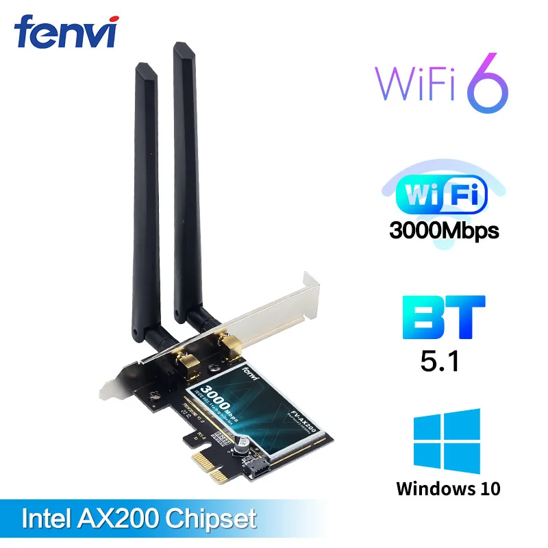 Wi Fi адаптер WiFi6 AX200 PCIE 2974 Мбит/с 2 4/5 ГГц 802.11AX|Сетевые карты| |