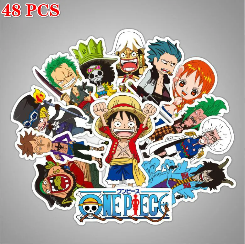 Новинка 100 шт ONE PIECE Luffy аниме наклейка s для автомобиля ноутбука ПВХ Рюкзак домашний деколь коврик велосипед PS4 Граффити стикер игрушки - Цвет: 48 PCS