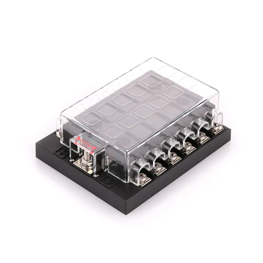 Car Auto Vehicle 12 Way Circuit Blade Fuse Box Block Holder Case DC32V 202-12KW