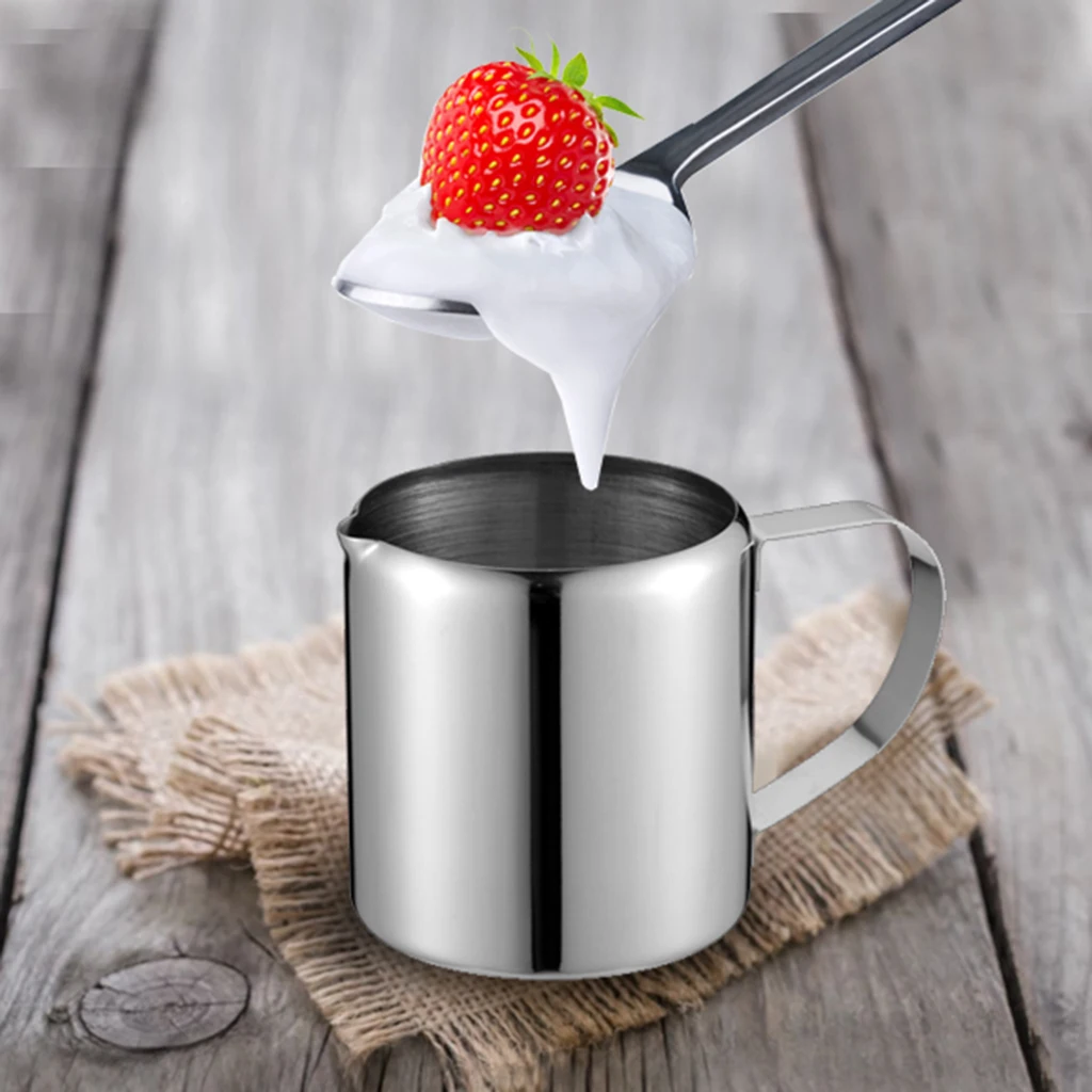 2-Pack of Milk Frothing Pitchers Stainless Steel Milk Pitcher 1oz & 2oz for Coffee Espresso Maker Milk  - Silver