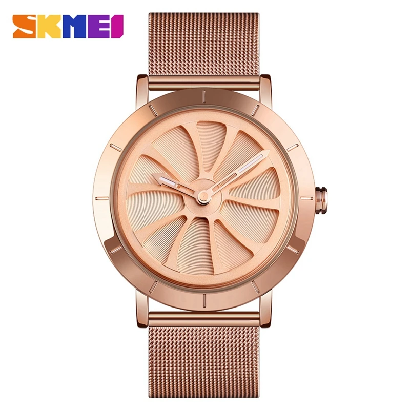 Rose Golden SKMEI часы, кварцевые мужские наручные часы, модные повседневные розовые золотые часы, браслет из нержавеющей стали, Reloj Hombre часы, мужские, новинка 9204 - Цвет: Rose Golden