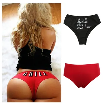

Goocheer Fashion Women Sexy Intimates Brazilian Cheeky Bottom Bikini Thong Ruched Briefs Letter Panties Underwear Bikini Shorts