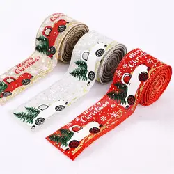 Cinta de arpillera con cable para decoración de árbol de Navidad, guirnalda de lazo para regalo de Año Nuevo, 5M