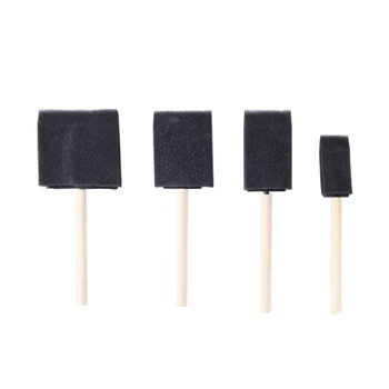 

4pcs Paint Brush Set Gift Foam Sponge Art Wooden Handle Graffiti Tool School Drawing Kids Supplies Children DIY Toy Craft