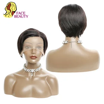 

Facebeauty Brazilian Straight Human Hair Wigs Pre Plucked Cheap Full Machine Wig Remy Hair Natural Colored Short Pixie Cut Wigs