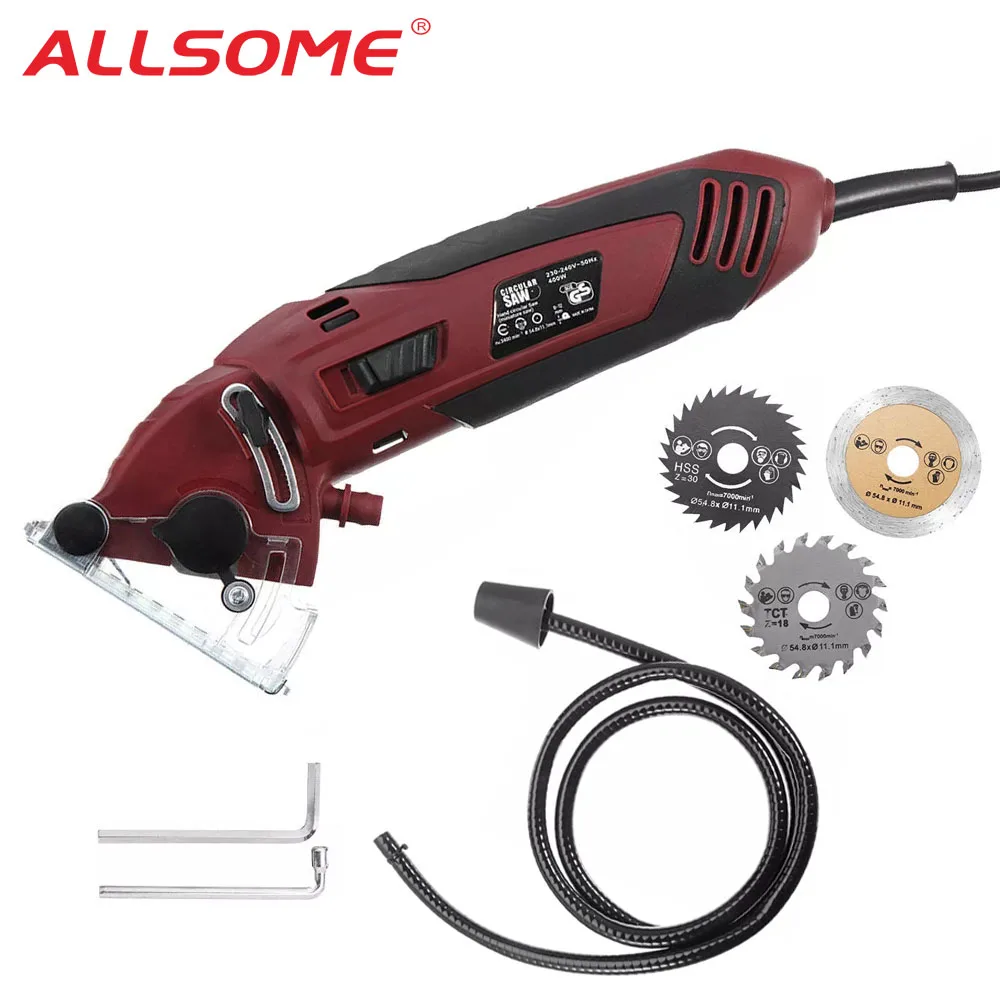 

ALLSOME 400W Mini Electric Circular Saw DIY Multifunctional Electric Saw Power Tools Rotary Tool Circular Saw Blades for wood