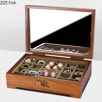 

Large Storage Wood Box Case for Jewel Small Gadget Gift Memory Keepsake for Necklace Bracelet Bangle Earrings Charms