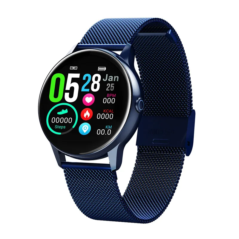 metal blue DT88 Смарт часы круглый сенсорный экран Smartwatch IP68 Водонепроницаемый сердечный ритм умный фитнес трекер спортивные часы VS Q8 Q9 - Цвет: metal blue
