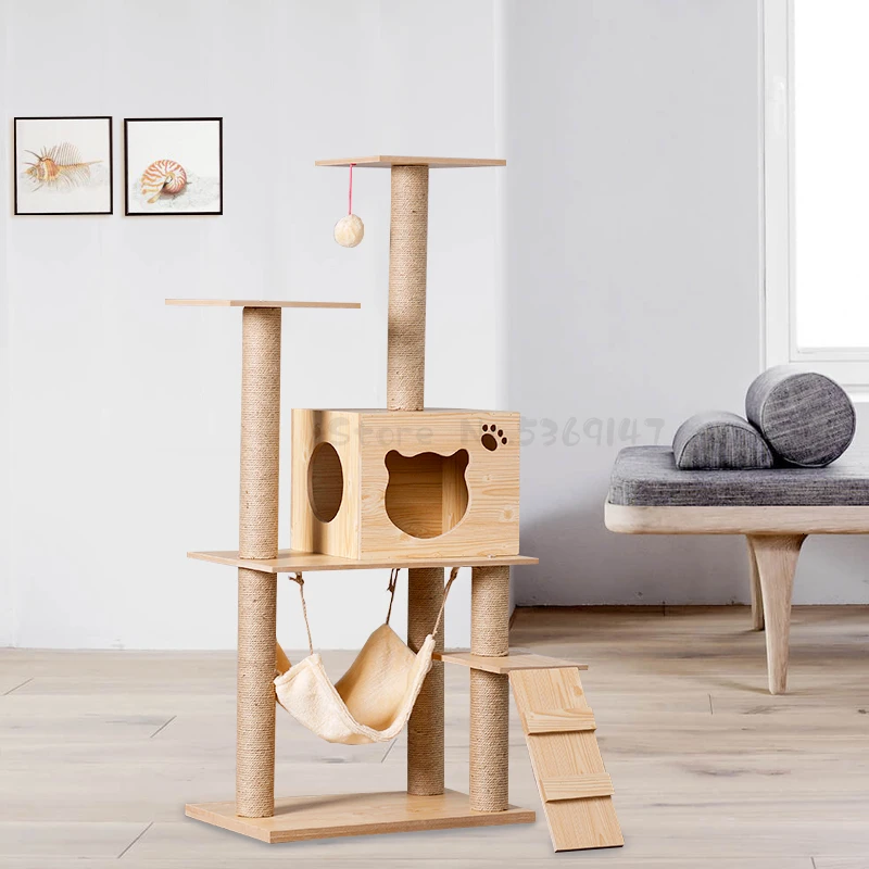 Furniture Board Cat Climbing Frame Wood Cat Scratch Board Cat Litter Cat Jumping Cat Toy Cats Products for Pets - Цвет: Синий