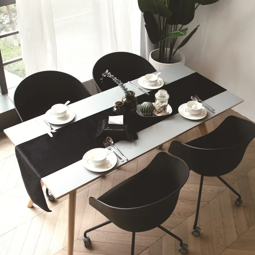 벨벳 솔리드 컬러 테이블 러너 커피 테이블 TV 카운터 천으로 간단한 테이블 커버 데스크탑 커버 식탁 용 가구 장식Table Runners AliExpress