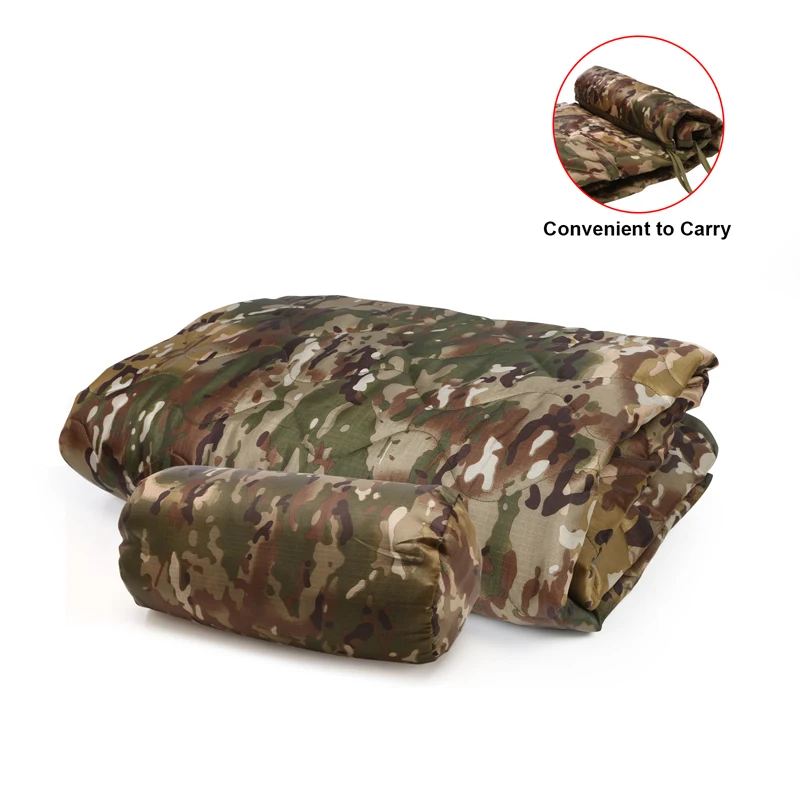Tactical Army Poncho Liner Camouflage Water Repellent Woobie Quilted Blanket Suitable for Camping, Shooting, Hunting 3