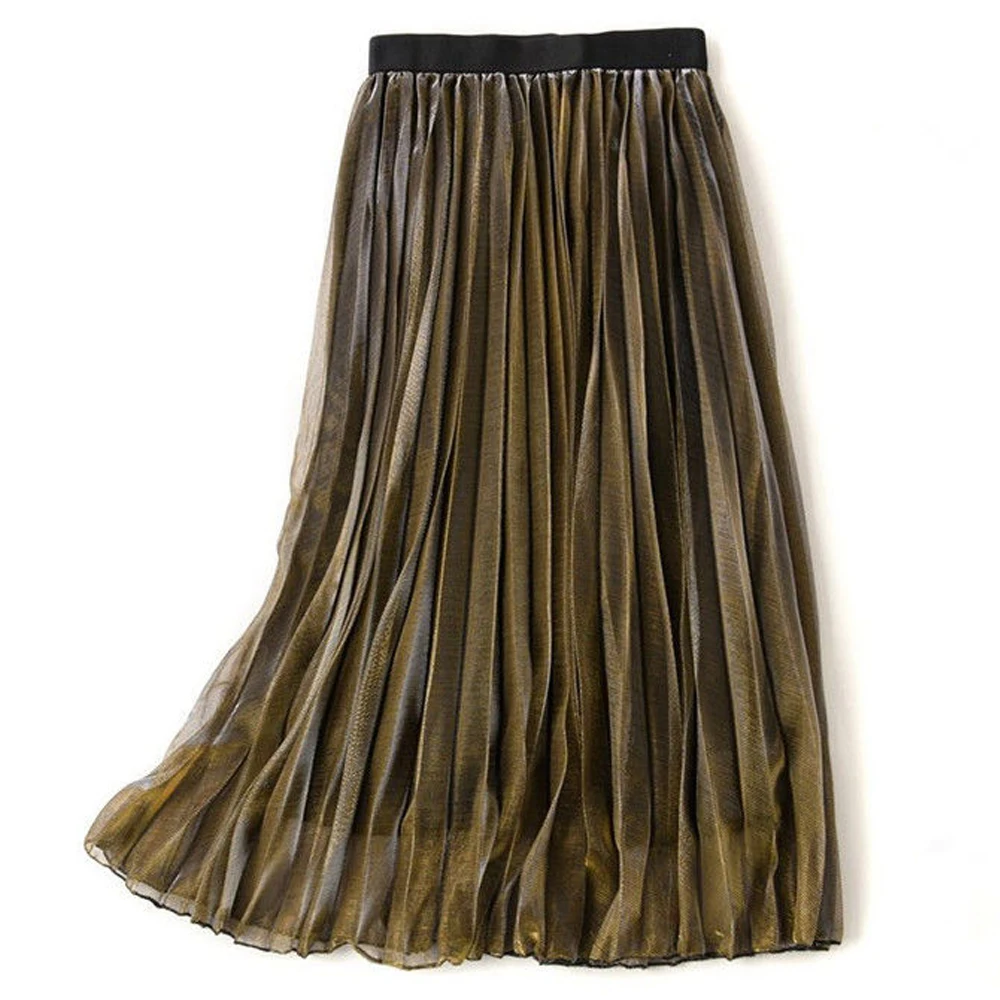 Women Fashion Pleated Skirts Shinning 002