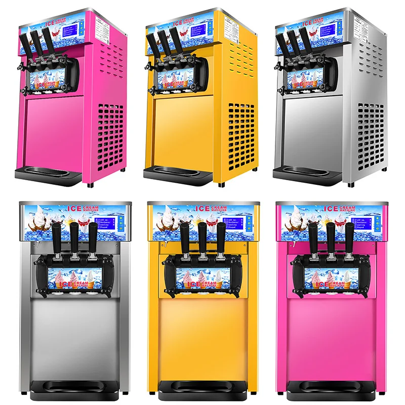 

Desktop Ice Cream Machine Commercial Small Power Soft Ice Cream Machine Small Three-color Ice Cream Machine Custom 110V Manufact