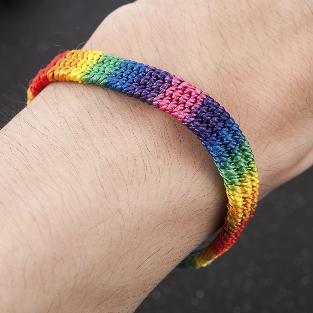 

New Simple Power Gay Pride LGBT Rainbow Unisex Bracelet Jewellery Lesbian Bisexual Handmade Knot Trans Rope Chain for Men Women