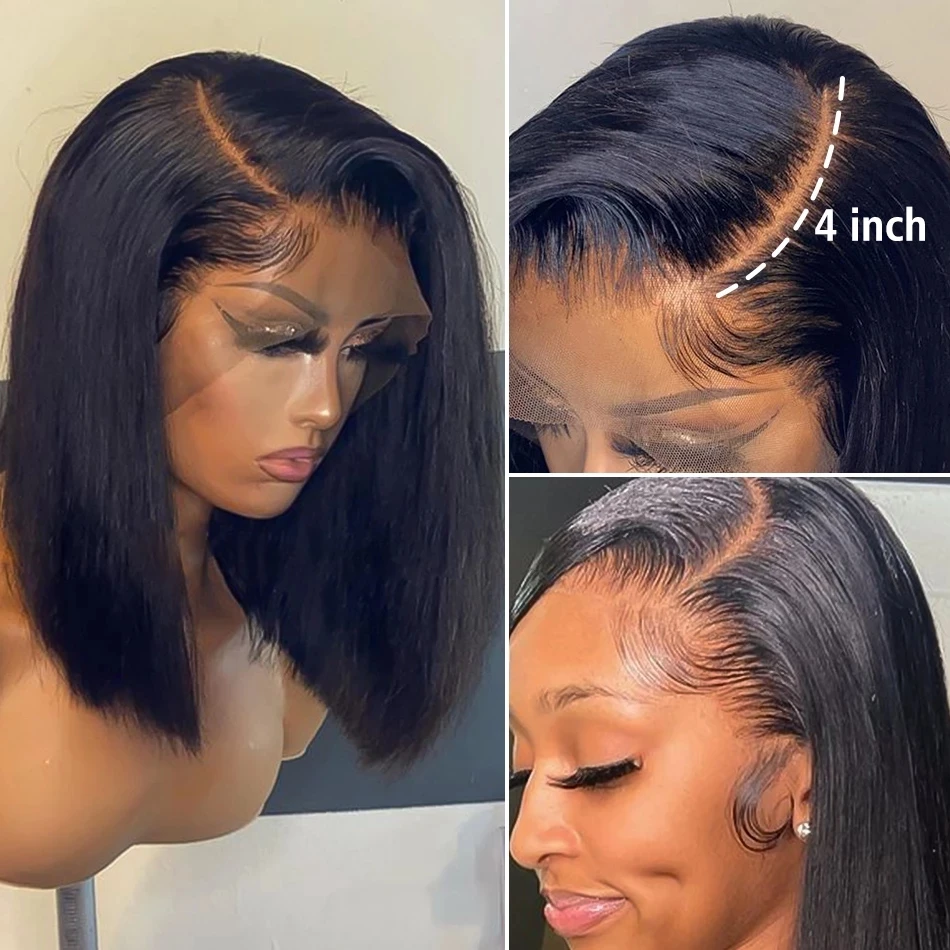 A&R Straight Short Bob Lace Front Human Hair Wigs Brazilian Closure Frontal Wig Pre Plucked Remy Glueless Bob Wig For Woman