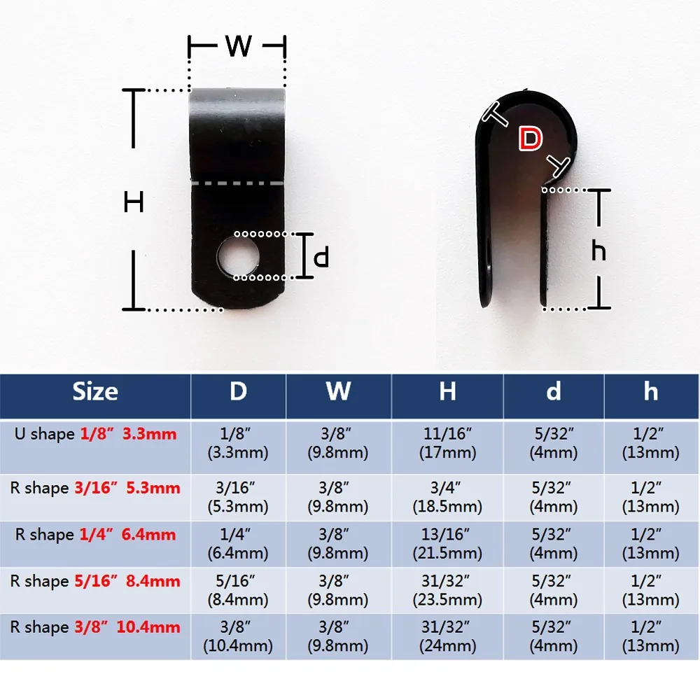 25X ID 3,3 мм 5,3 мм 6,4 мм 8,4 мм 10,4 мм черный нейлон U R образный кабель зажим УФ защищенный провод Электрический шланг петля держатель-фиксатор