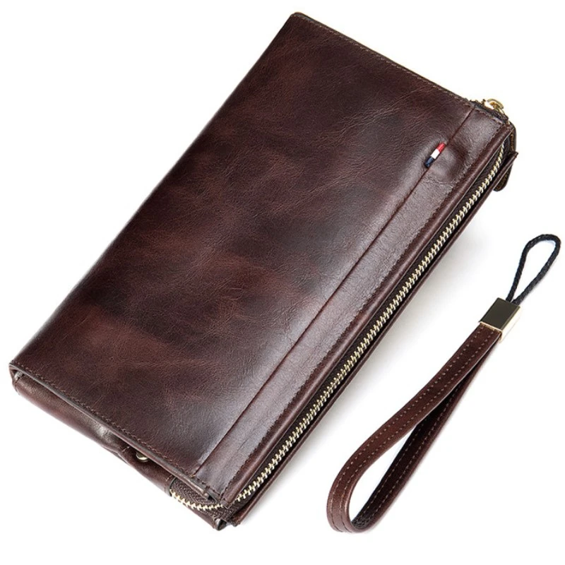 

Brand Long Wallet Men Zipper Coin Pocket Purse Men Wallets Casual Business Card Holder Vintage Large Wallet Male Clutch