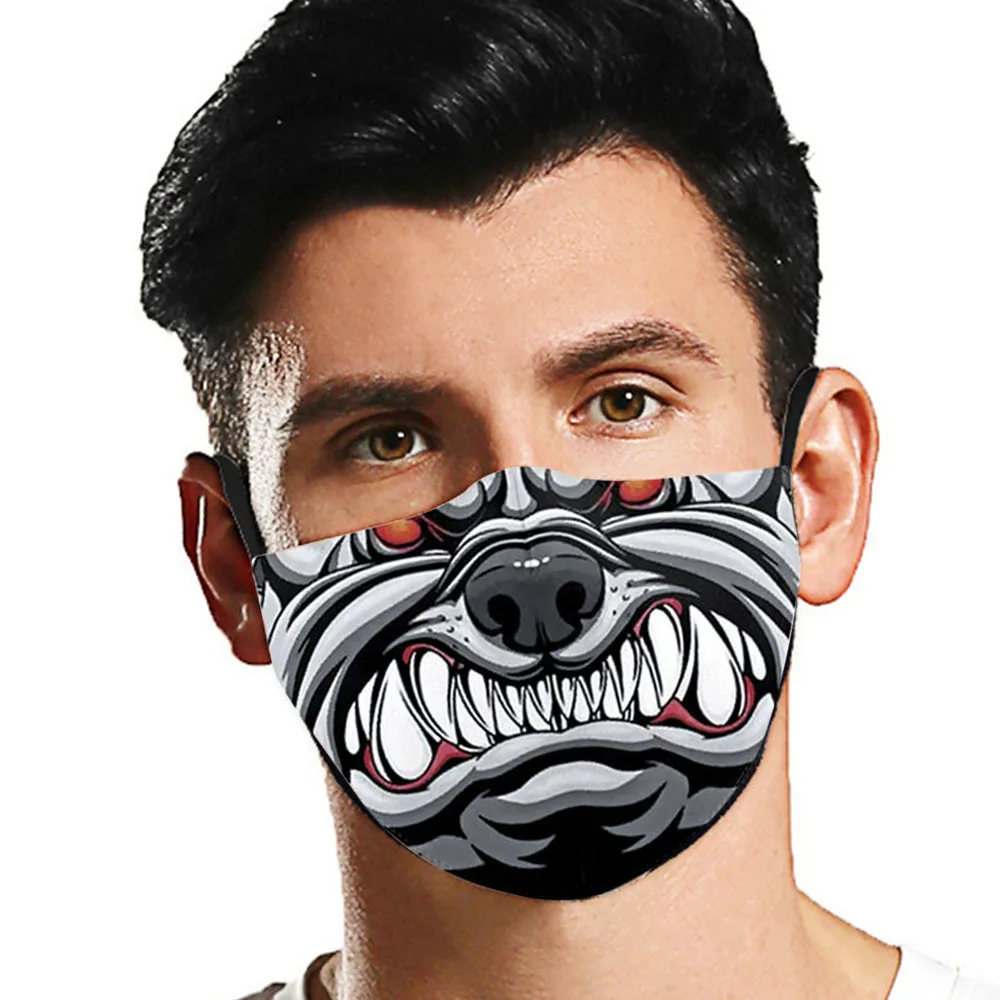 Купить Funny Bulldog Animal Mouth Cosplay Women's Men Unisex Masks Face-Dustproof Cycling Street Spots Breathable Halloween Adult Mask  | Аксессуары для костюмов (1005002328288227)