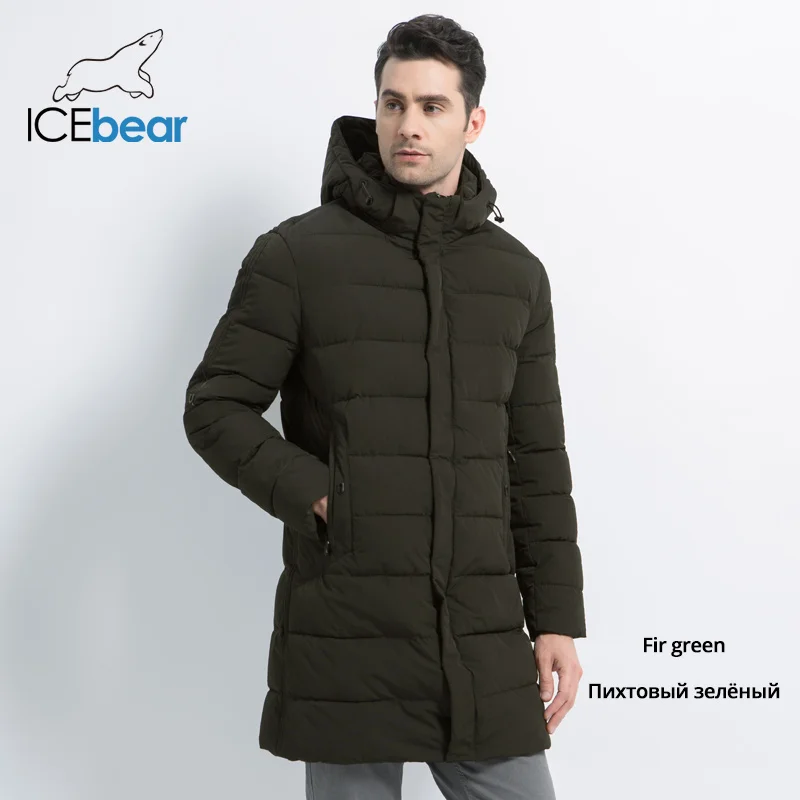 ICEbear Зимнее Пальто повседневные парки Мужская шляпа съемная теплая куртка с хлопковой подкладкой зимняя куртка мужская одежда MWD18821D - Цвет: M868