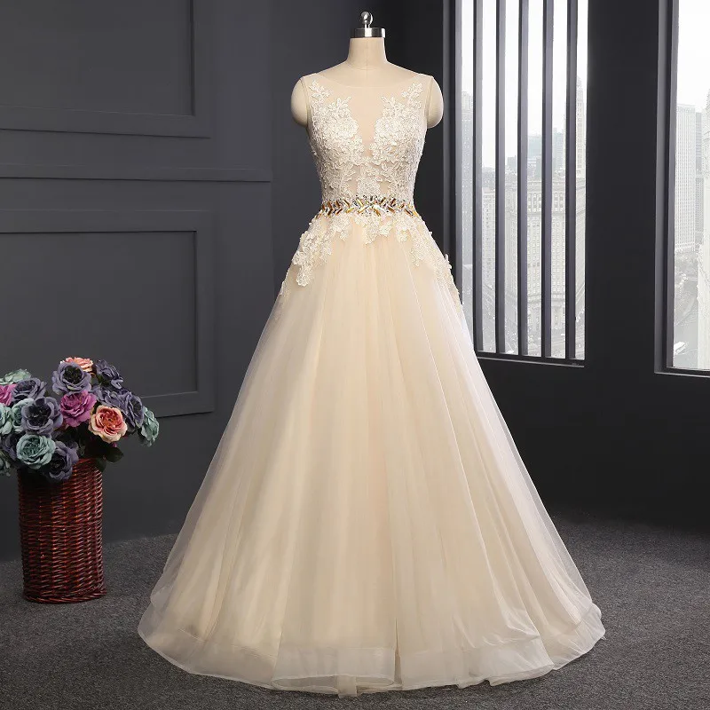 

2016 Wedding Dress Robe De Mariage Vestido De Noiva Casamento Bride Gowns Princesa Renda Backless Appliques Long Train Tulle