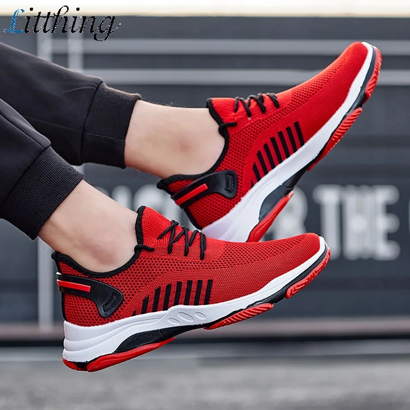 

Litthing Men's Breathable Sports Shoes Light Fashion Slip-proof Shock-absorbing Flying Leisure Walking Shoes Tenis Masculino