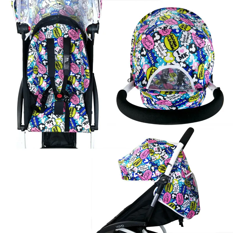 Stroller-Hood-Mattress-For-175-Yoya-Baby-Throne-Oxford-Cloth-Back-With-Mesh-Pockets-Yoya-Stroller