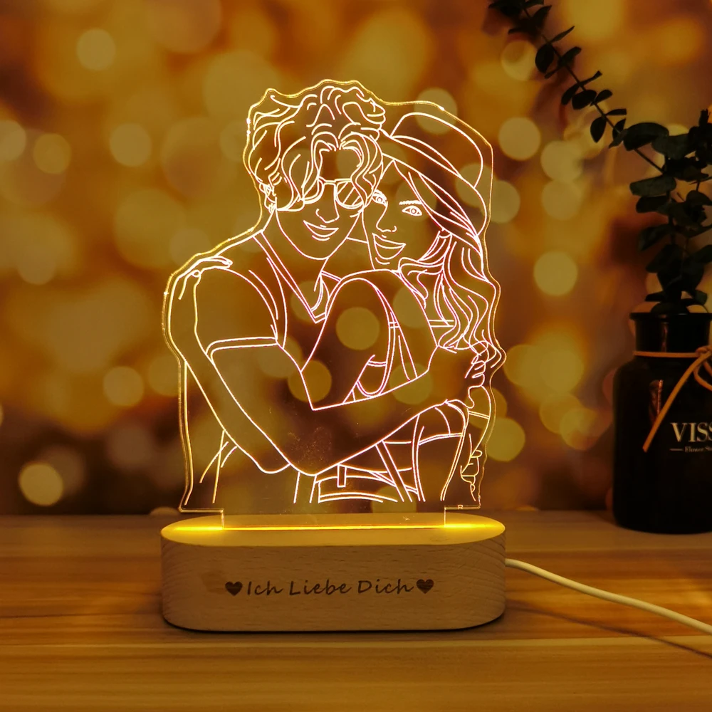 Дропшиппинг индивидуальный 3D Ночник светильник 3 цвета USB фото текст на заказ DIY
