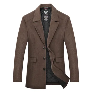 

Wool Woolen Coat Male Medium Length Money Solid Color Plus Fat Increase Code Loose Extra Large Suit Collar Woolen Cloth