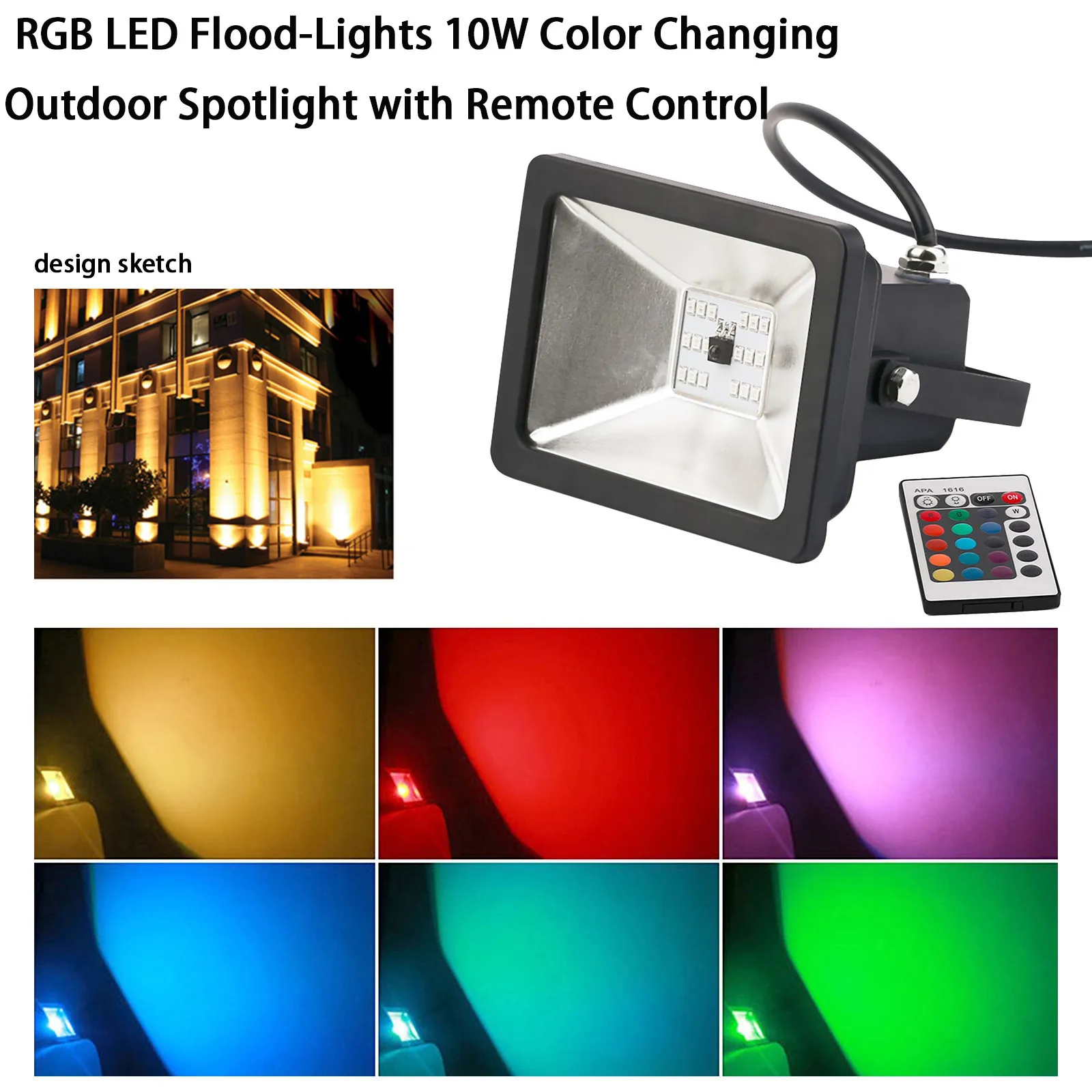 Цветная (RGB) Светодиодный прожектор светильник s 10 Вт Цвет меняется наружные