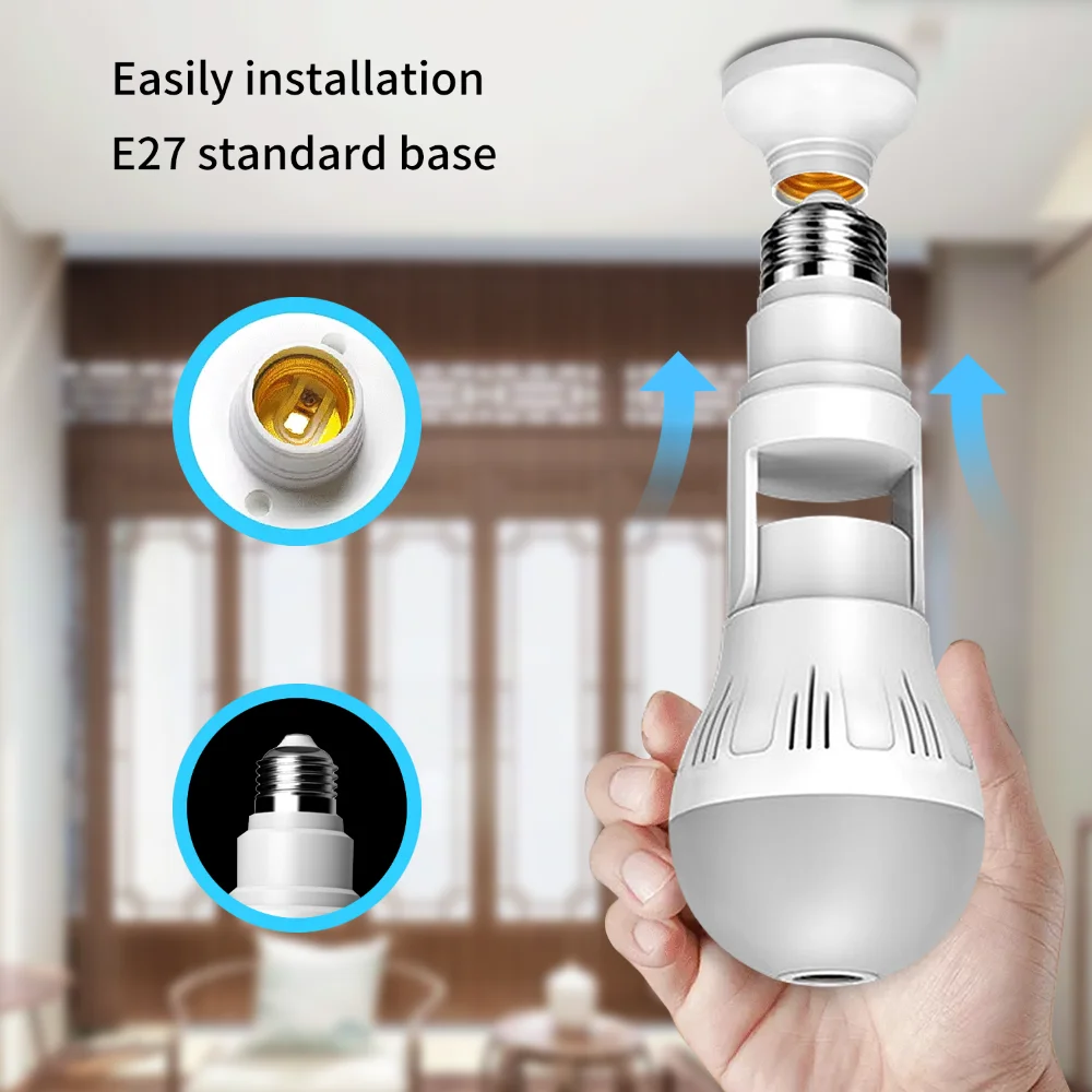 360 Wifi Panorama Camera Bulb 3MP Panoramic Night Vision Two way audio Home security Video Surveillance Fisheye Lamp Wifi Camera wifi security camera