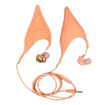 

Cute Elf Shape Earphone Noise Reduction In-ears Design Universal Wired Drive-by-wire Earphones Ear Cup Built-in Microphone