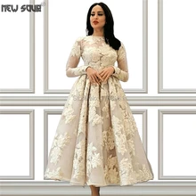 Вечерние платья для выпускного вечера с вышивкой длиной до лодыжки, ручная работа, длинные рукава, вечерние платья Дубаи, Новые Вечерние платья