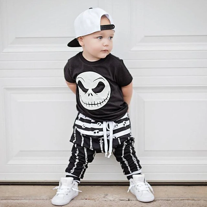 0-3T Halloween costume for kids Newborn Baby Boy Fashion Clothes set Short Sleeve Cotton T Shirt Long Pants infantil clothing