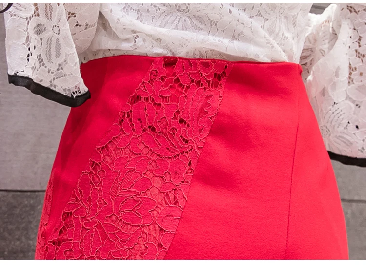 Faldas Mujer Moda, новинка, черные кружевные юбки на молнии, женская красная юбка с высокой талией, женская одежда, Falda Spodnica Jupe Femme