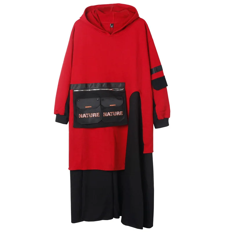QING MO Woman Sweatshirt Dress Large Size 2020