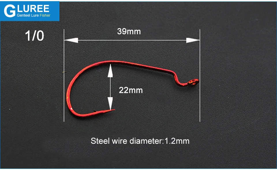 GLUREE 50 шт./лот рыболовные крючки из высокоуглеродистой стали красный кривошипный крючок для мягкой приманки высокое качество рыболовный крючок рыболовные снасти аксессуары