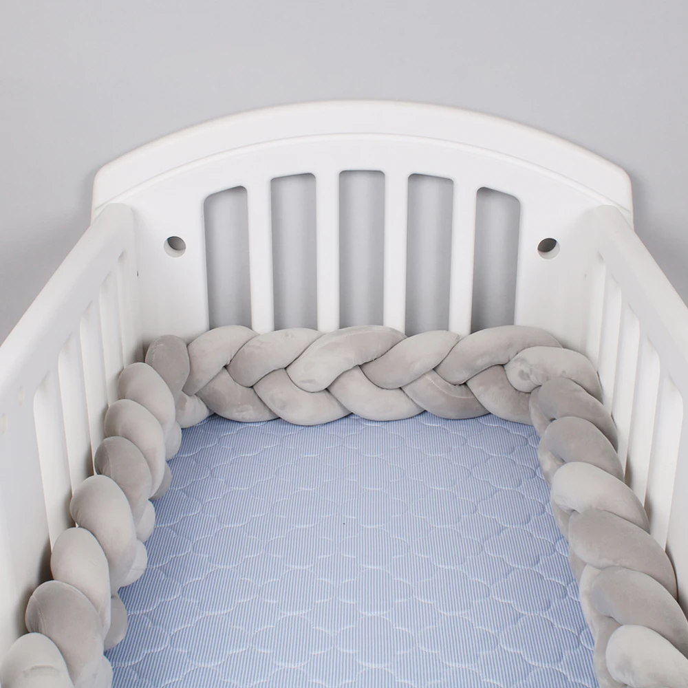 1pcs 2M/3M Baby Crib Protector Knot Baby Bed Bumper Weaving Plush