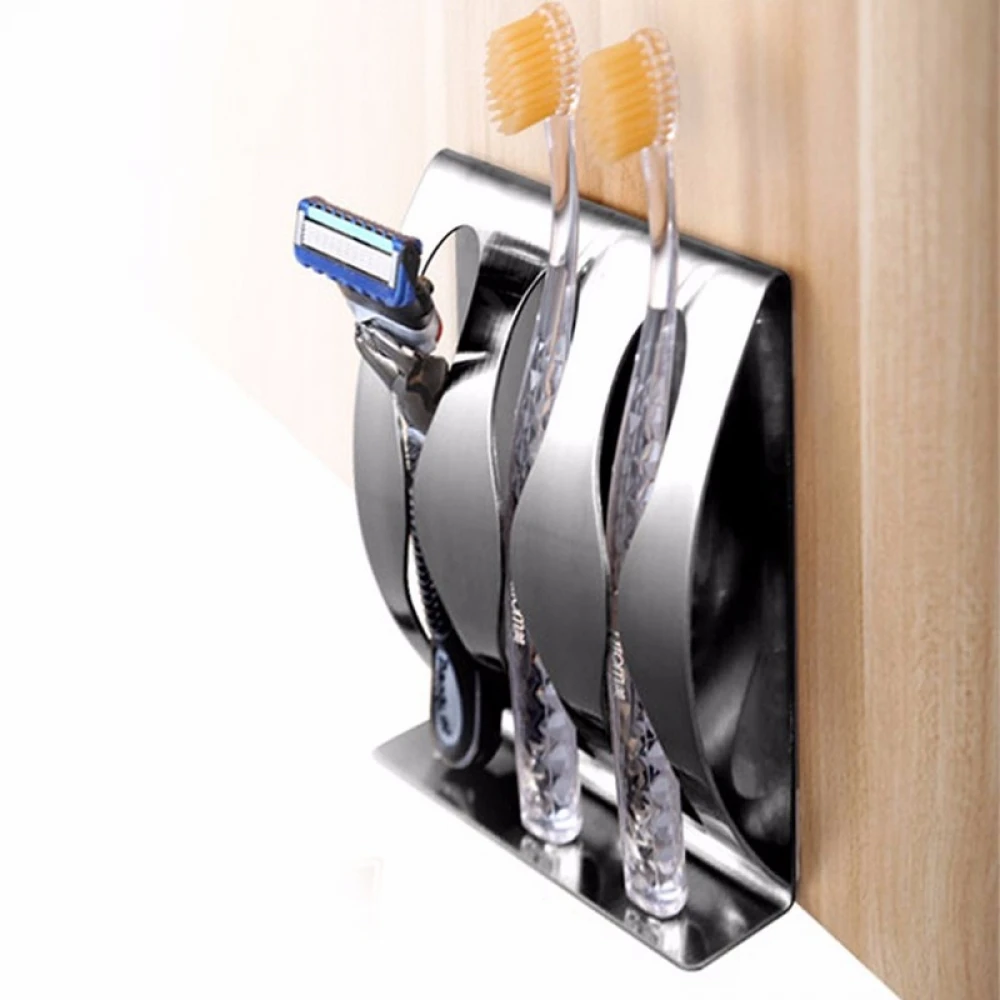 

Stainless Steel Wall Hot Selling Toothbrush Holder Stand Brush Teeth Box Organizer Non - Sucker Decorative Bathroom Accessories