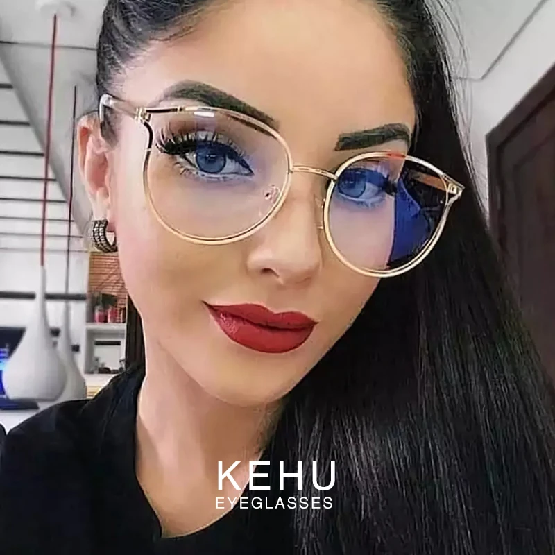 KEHU модные круглые очки женские высококачественные серьги из сплава оправа без