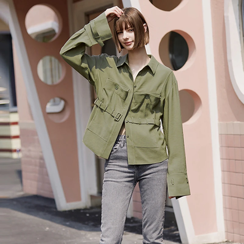 

AEL Drop Shoulder Women Jackets loose Casual Female Tops Coat Ladies British style vintage 2019 autumn