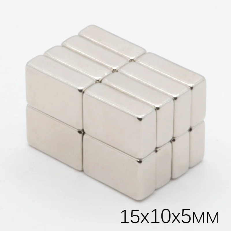 

100Pcs 15x10x5 mm N35 Super Strong Powerful Square Neodymium Magnets NdFeB Block Cuboid Rare Earth Fridge Magnet 15*10*5mm