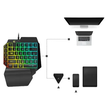 

K15 One-handed Membrane Gaming Keyboard 35 Keys Backlit Single Hand Game Keypad