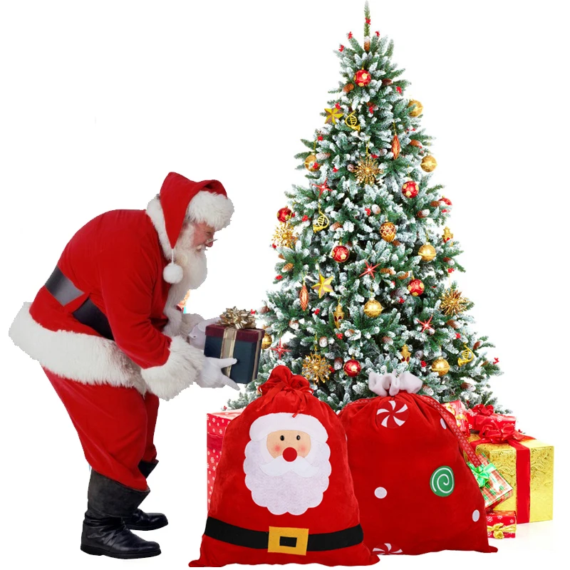 

1pcs Christmas Santa Claus Gift Candy Bag Large Capacity Christmas Party Decoration Xmas decor party events sack