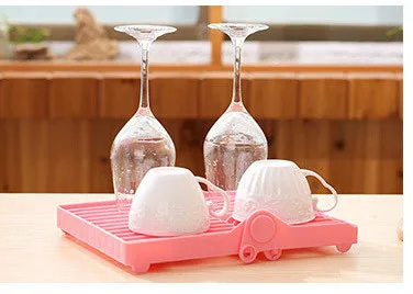 Pink Кухня складное блюдо сушилка для тарелок Организатор крылом пластиковый держатель для хранения - Цвет: Pink